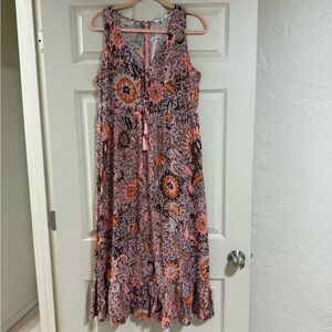 Madewell Floral Maxi Dress in Pink and Orange